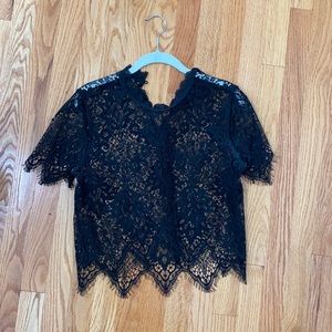 Black lace crop